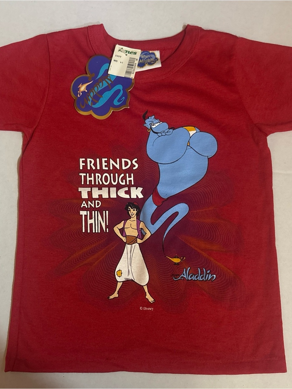 RARE Vintage 90s Disney Aladdin Genie Kids Tee Shirt Size 4-7 Boys NEW WITH TAGS